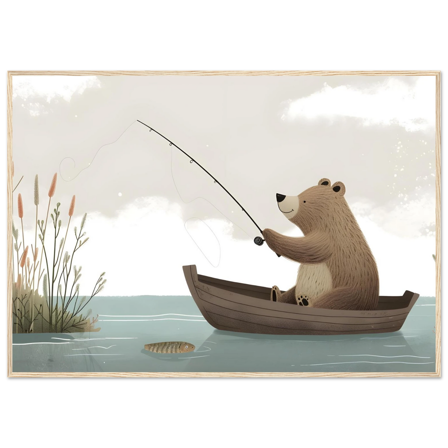 Fishing Teddy Bear - Poster - Arthena