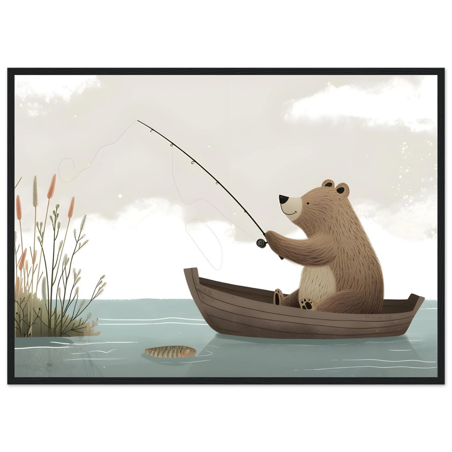 Fishing Teddy Bear - Poster - Arthena