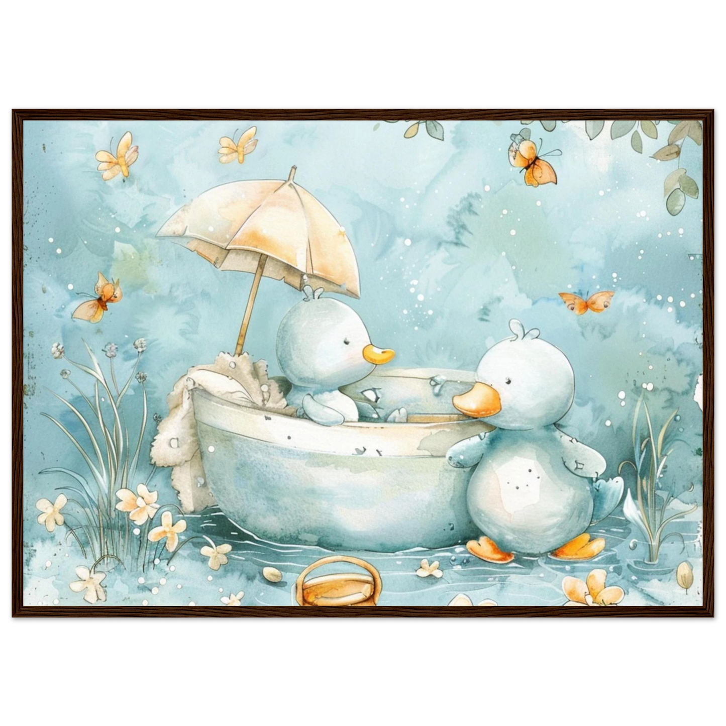 Bathing Ducks - poster - Arthena