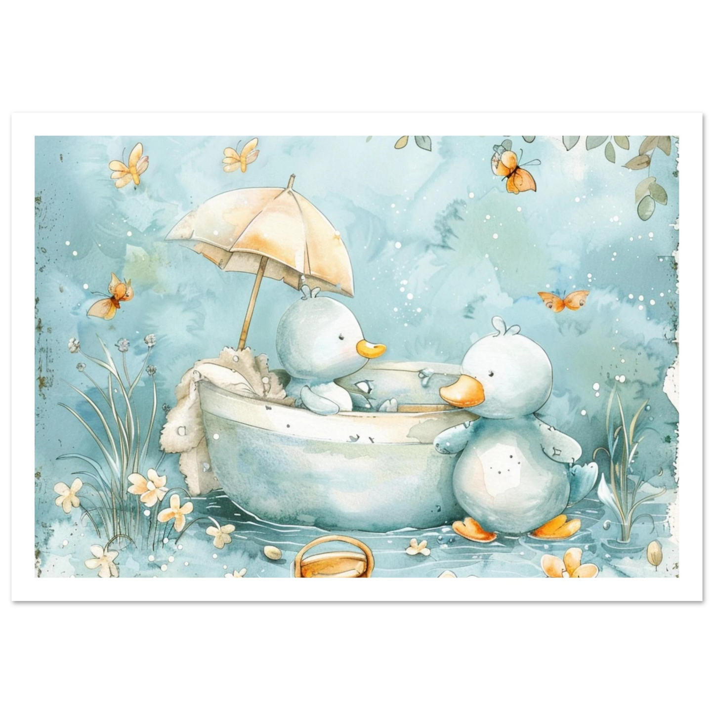 Bathing Ducks - poster - Arthena