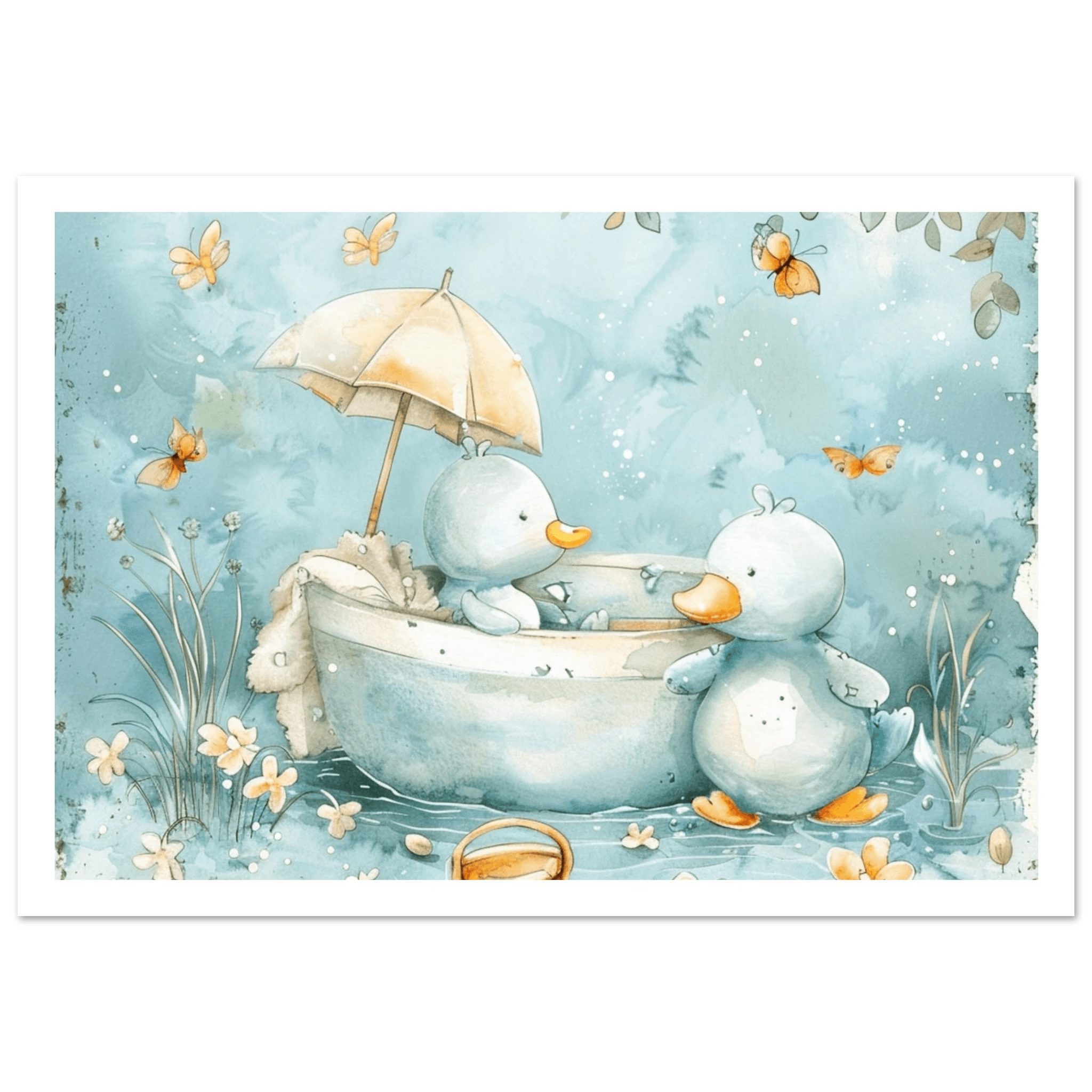 Bathing Ducks - poster - Arthena