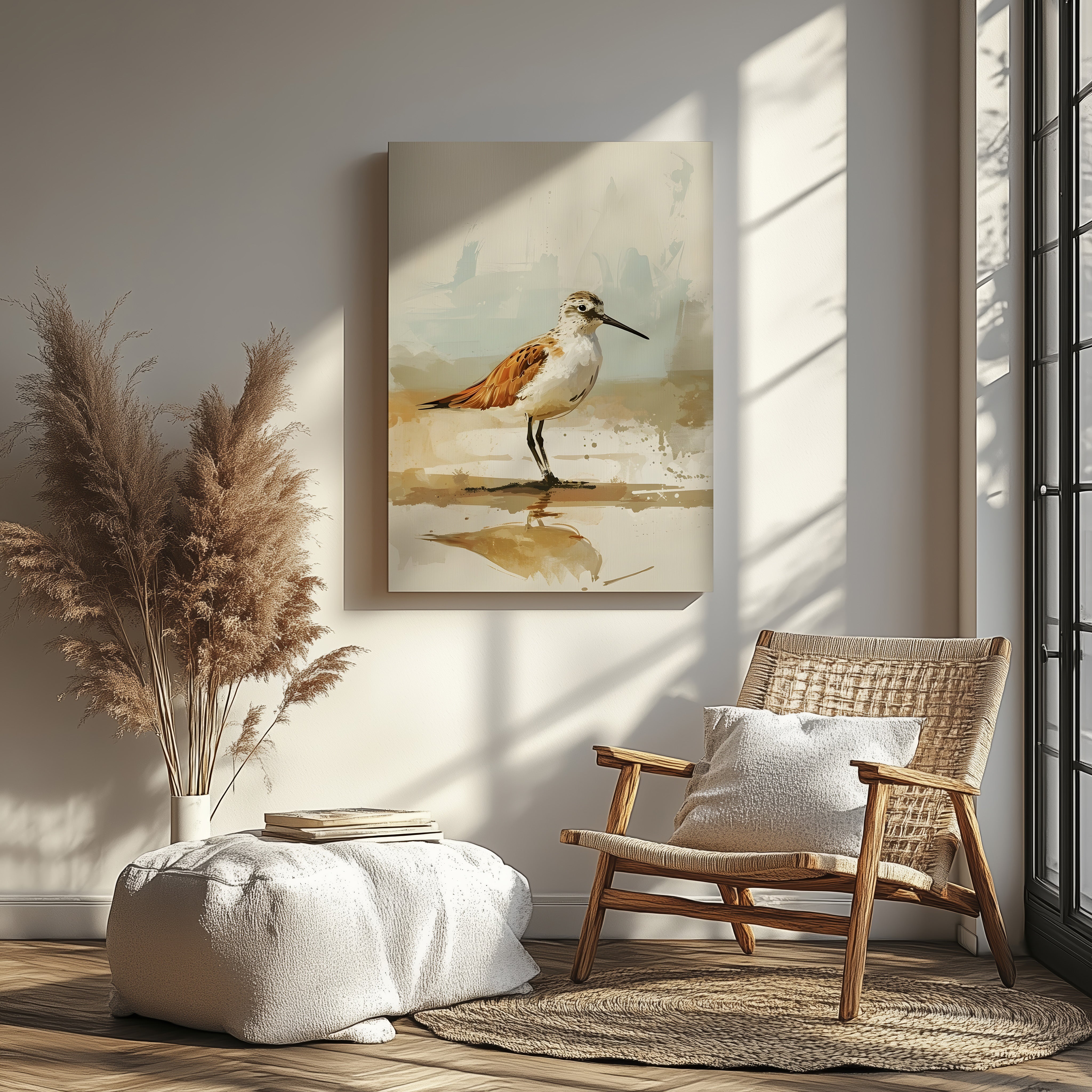 Strandläufer; ein Vogel in stiller Bewegung - Leinwand