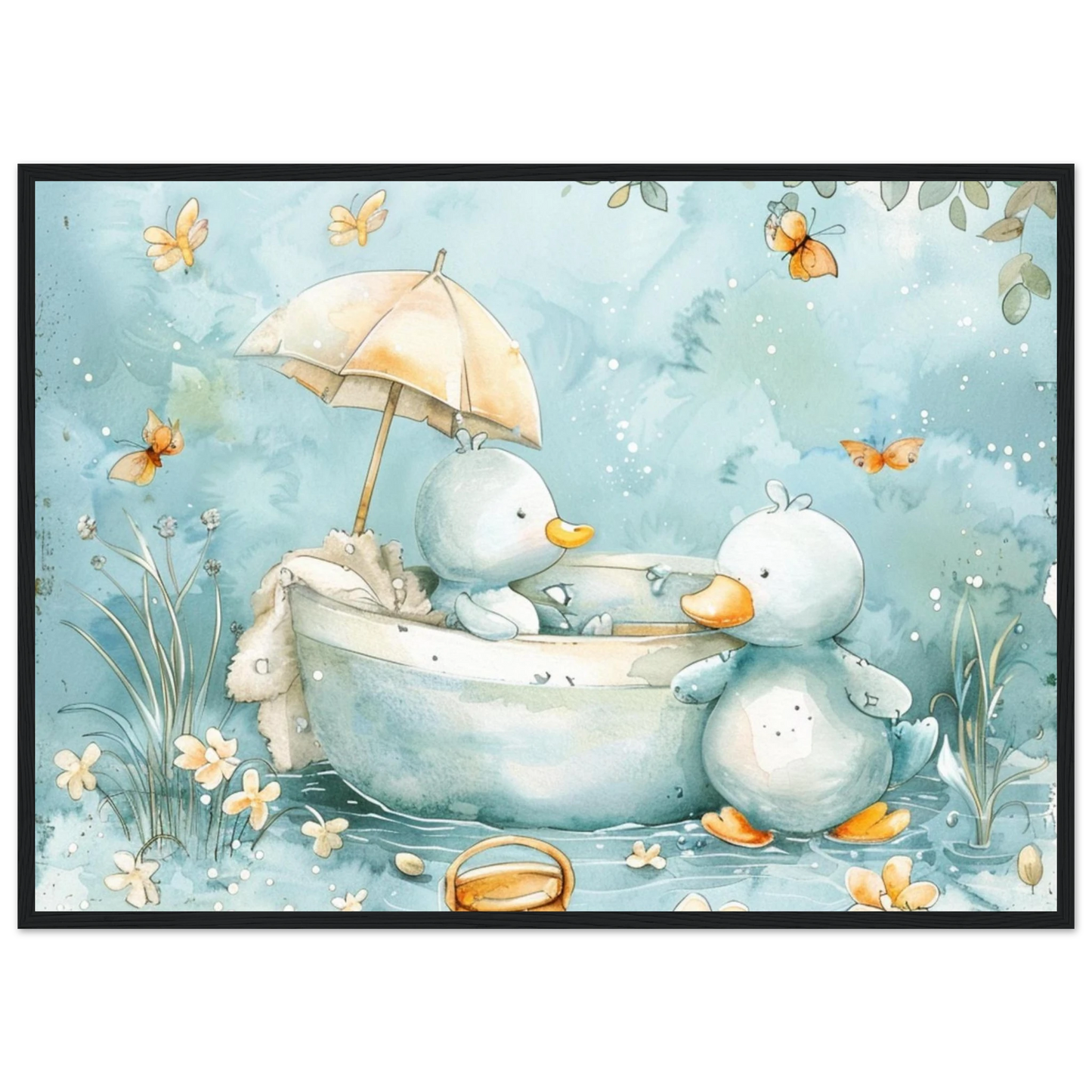 Bathing Ducks - poster - Arthena