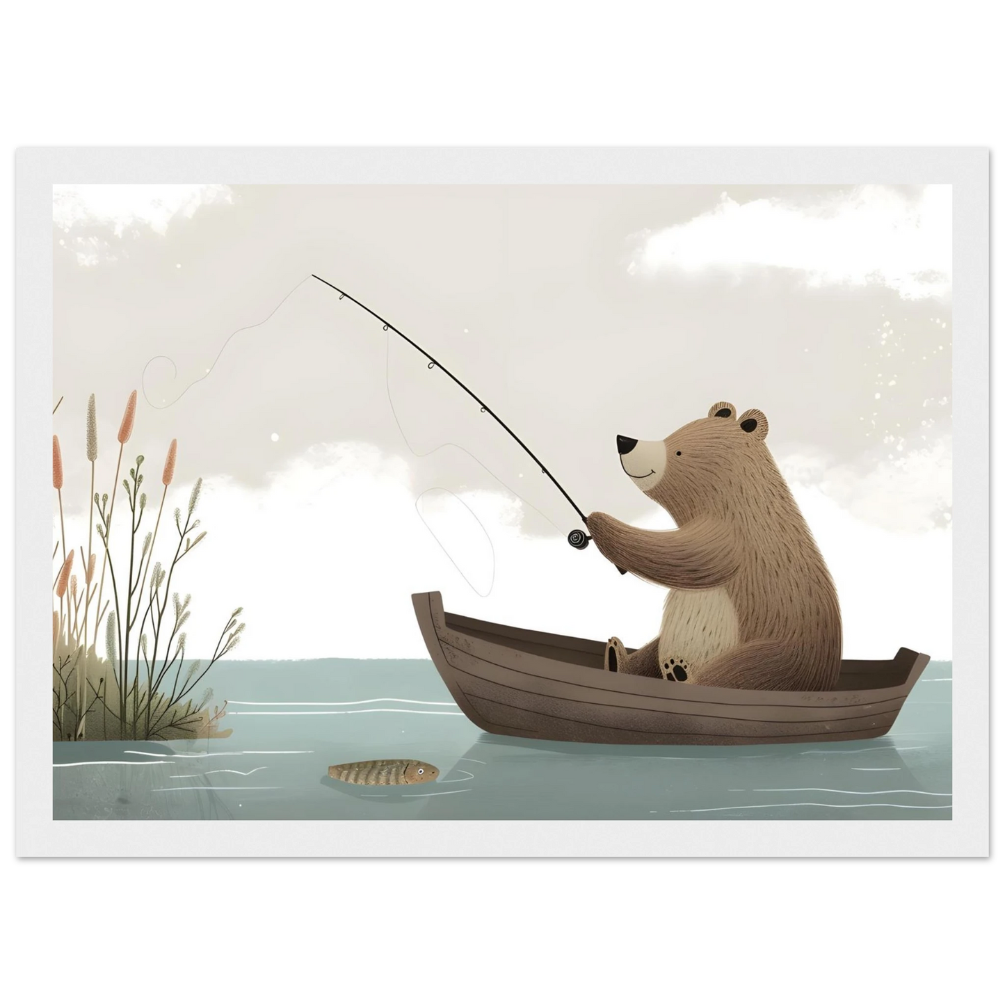 Fishing Teddy Bear - Poster - Arthena