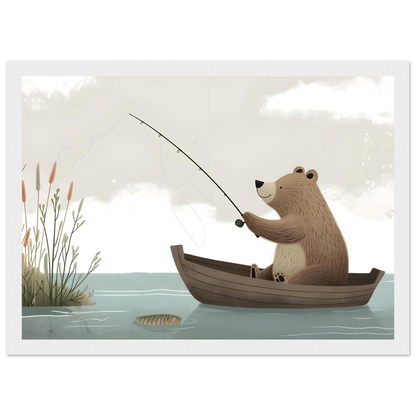 Fishing Teddy Bear - Poster - Arthena