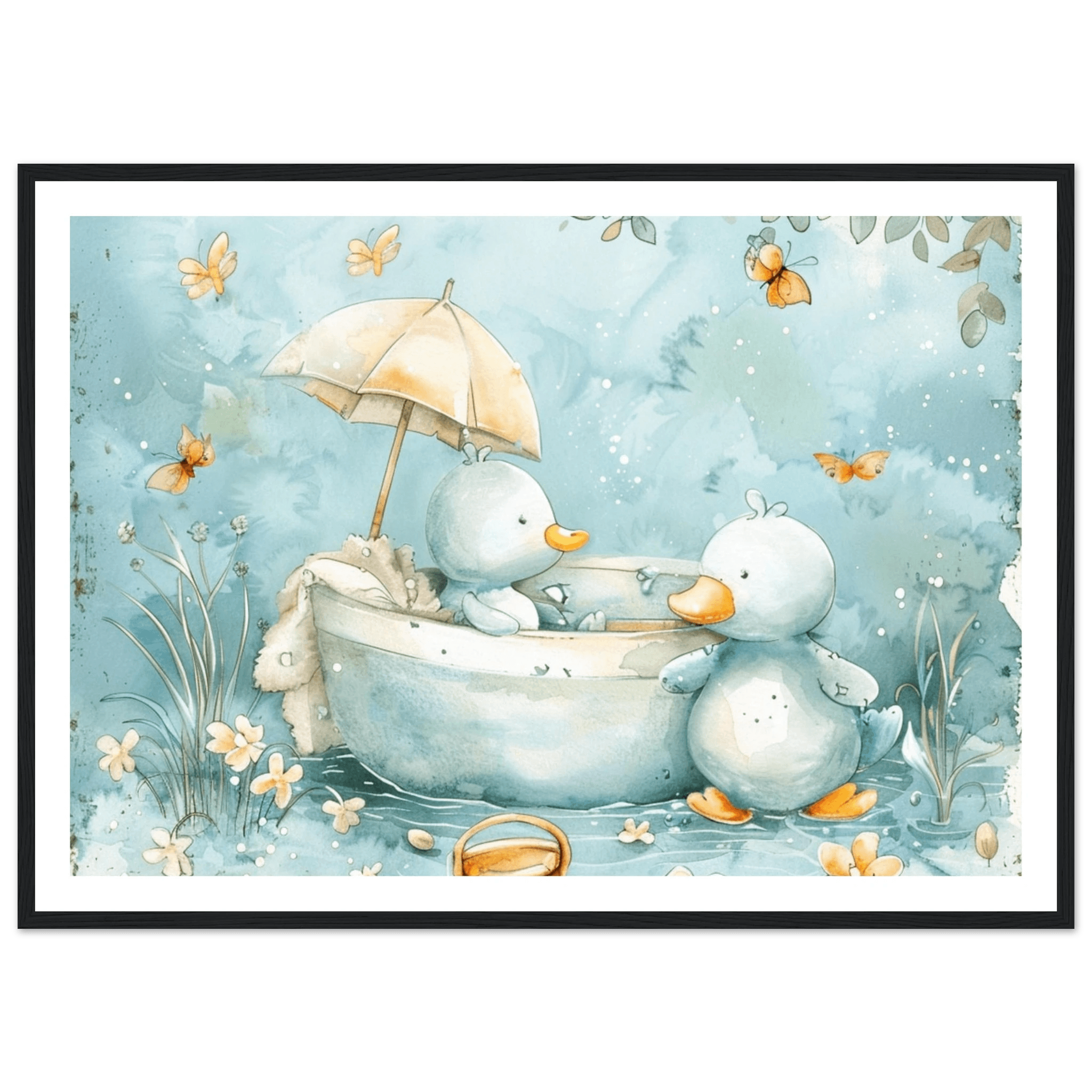 Bathing Ducks - poster - Arthena
