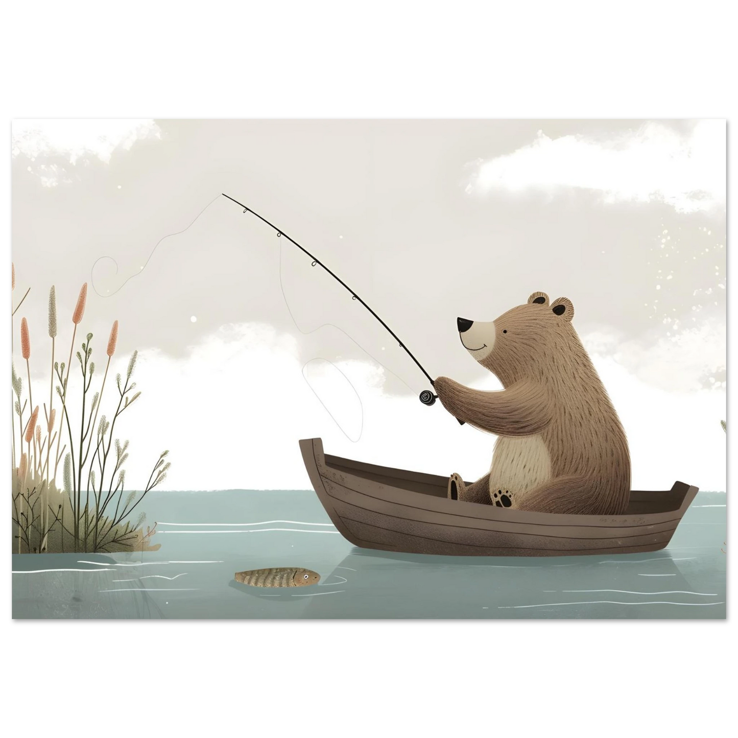 Fishing Teddy Bear - Poster - Arthena
