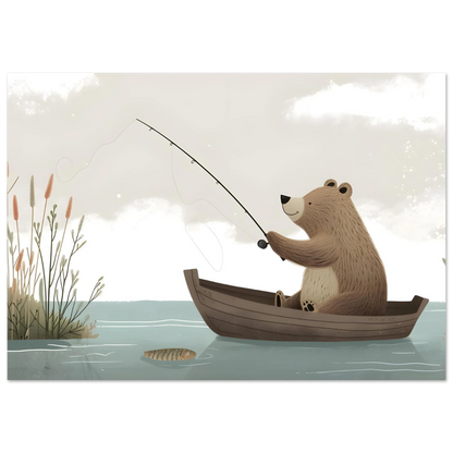 Fishing Teddy Bear - Poster - Arthena