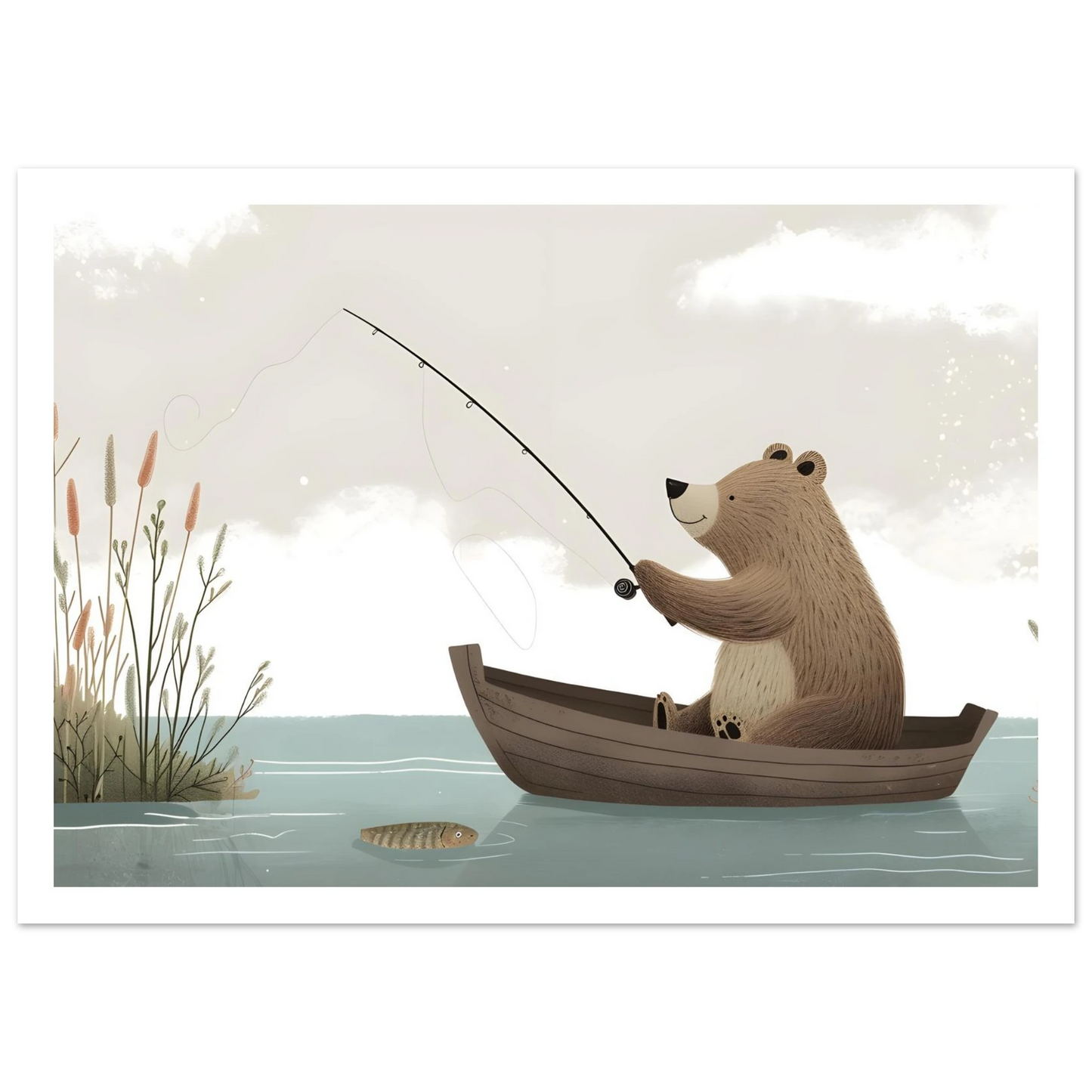 Fishing Teddy Bear - Poster - Arthena