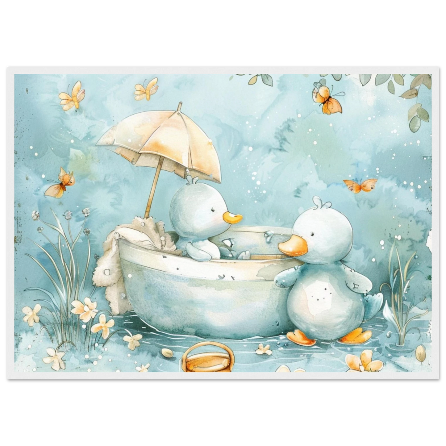 Bathing Ducks - poster - Arthena