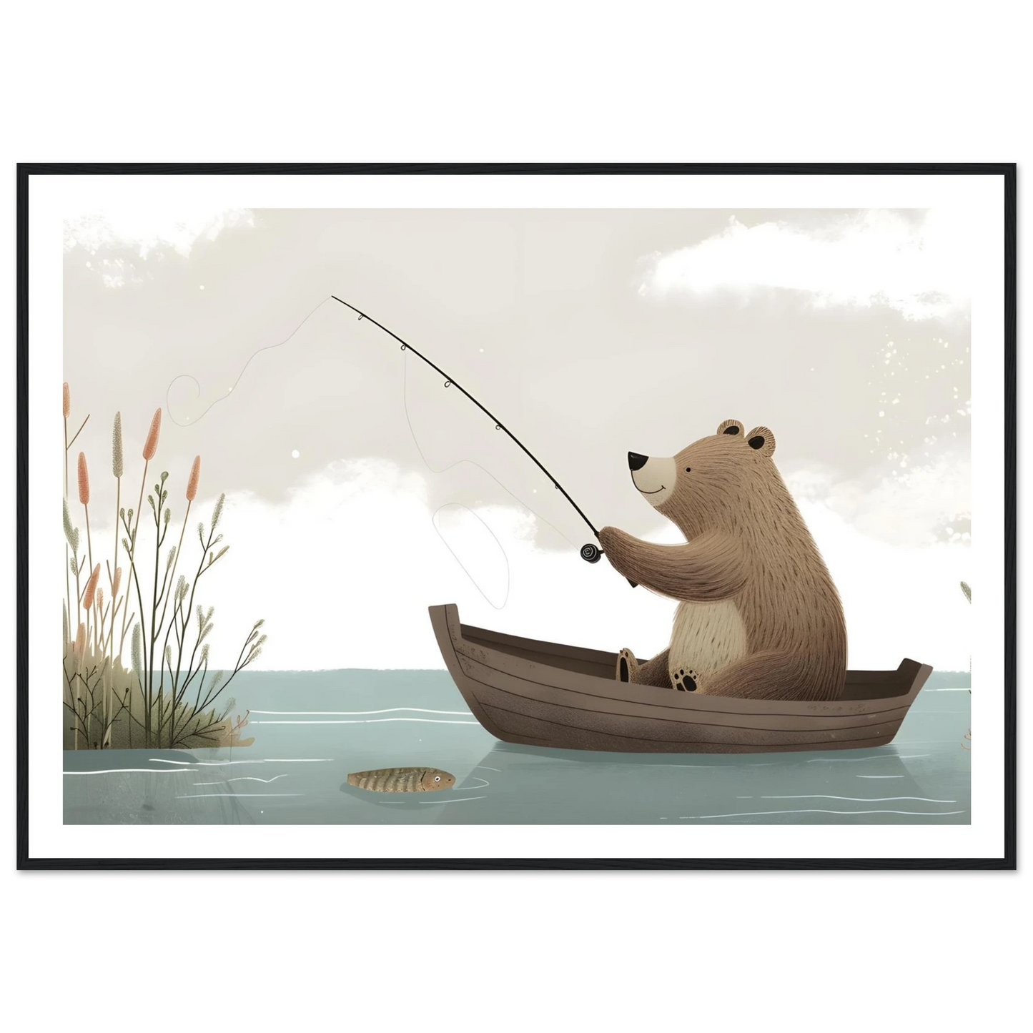 Fishing Teddy Bear - Poster - Arthena