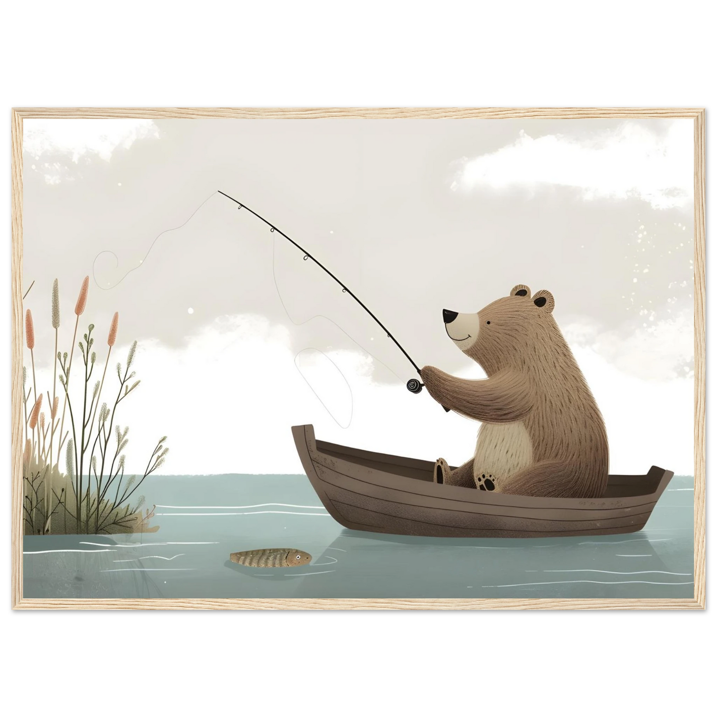 Fishing Teddy Bear - Poster - Arthena