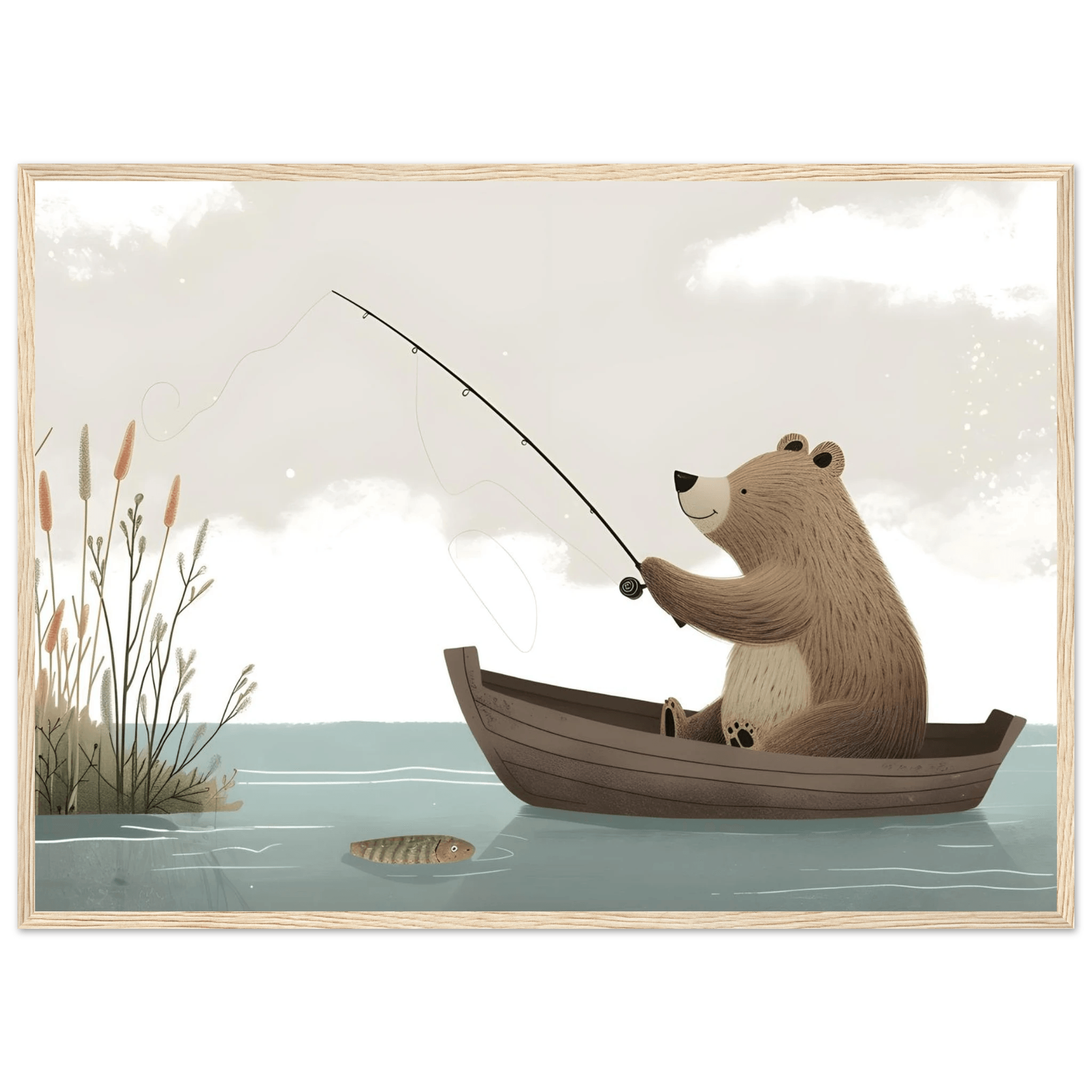 Fishing Teddy Bear - Poster - Arthena