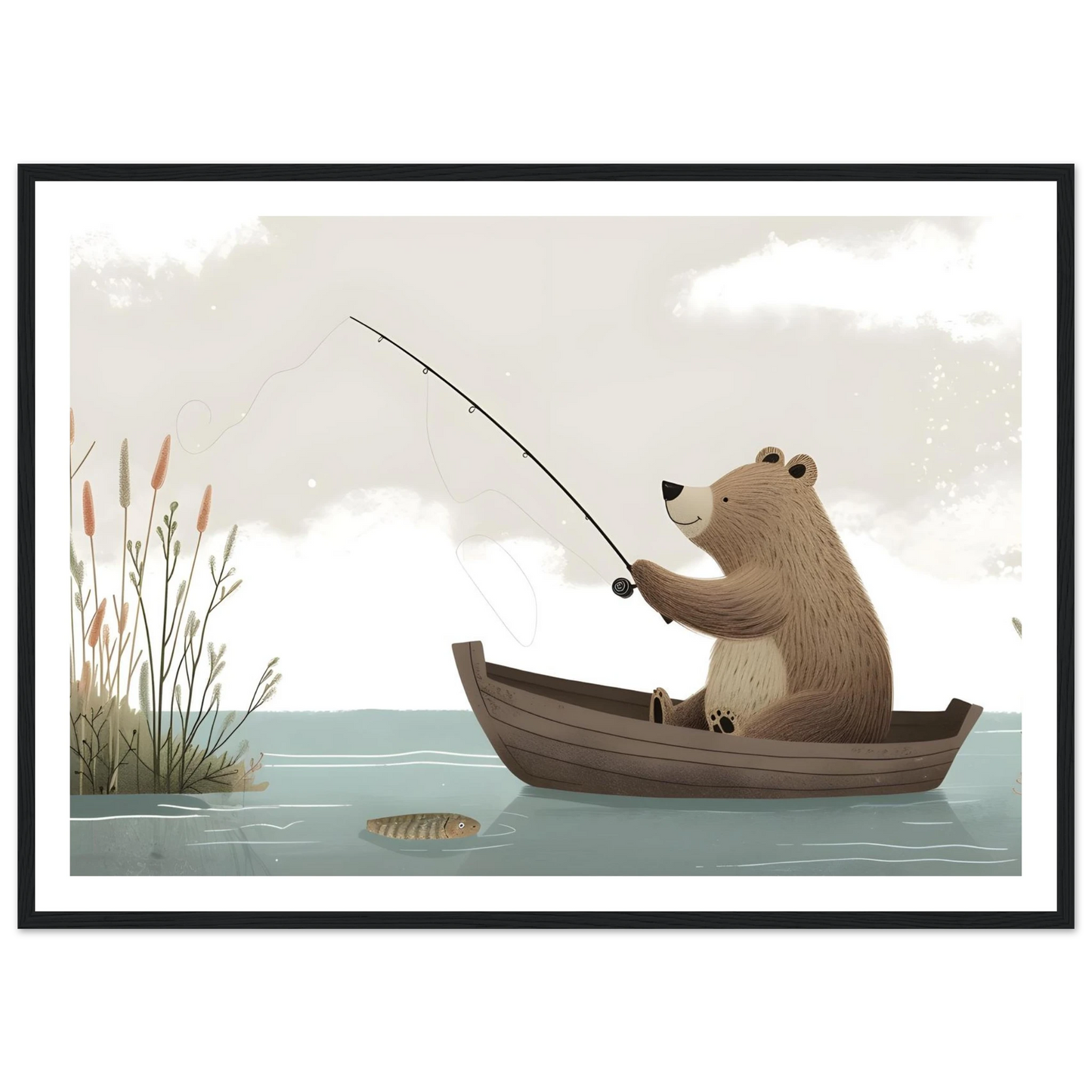 Fishing Teddy Bear - Poster - Arthena