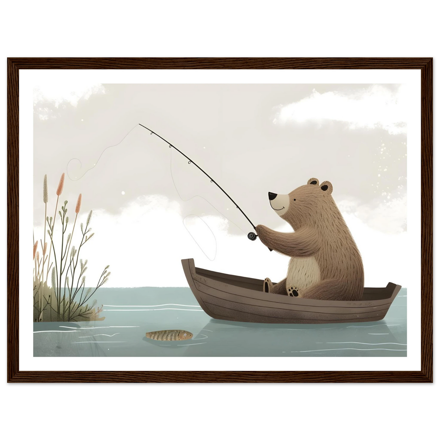 Fishing Teddy Bear - Poster - Arthena