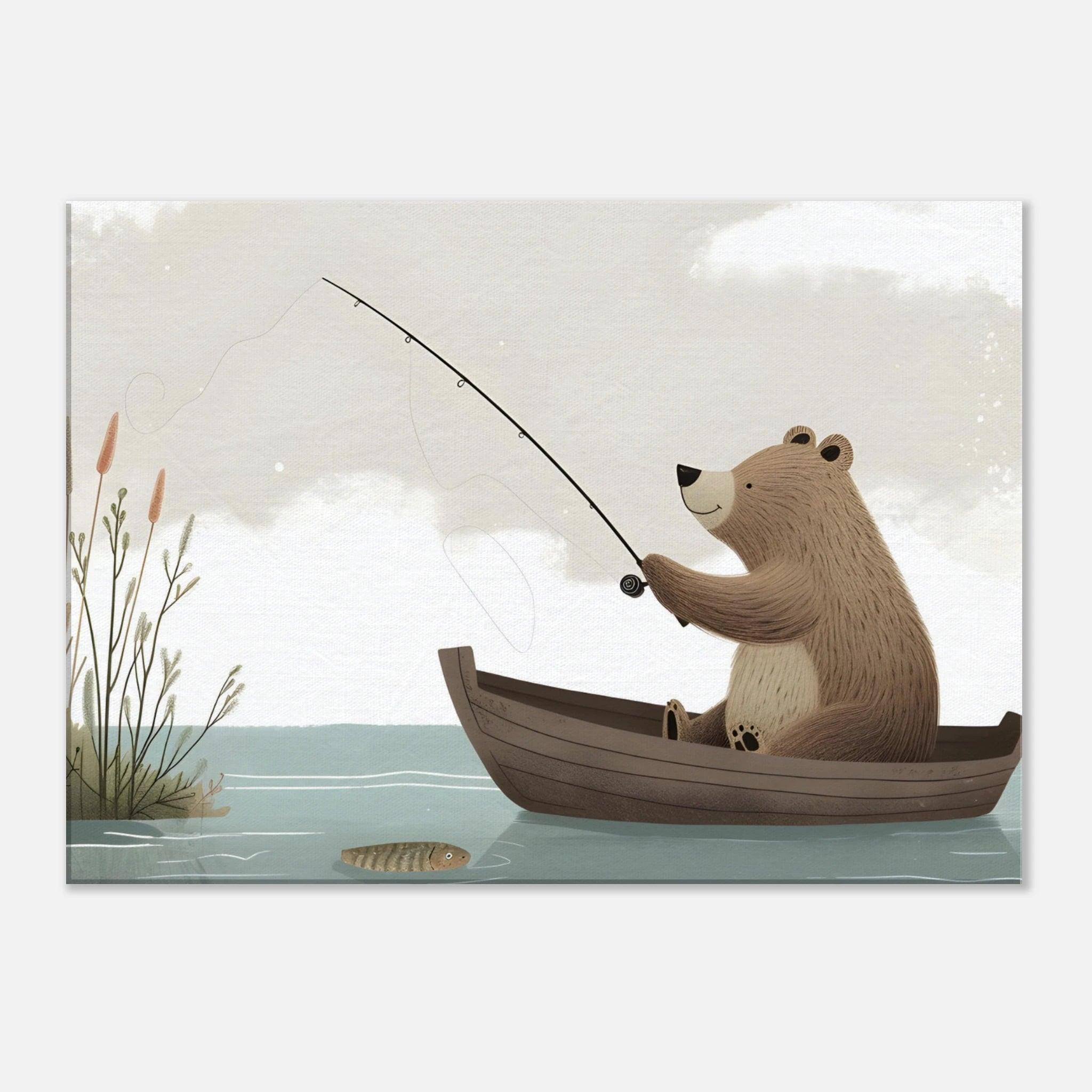 Fishing teddy bear - Canvas - Arthena