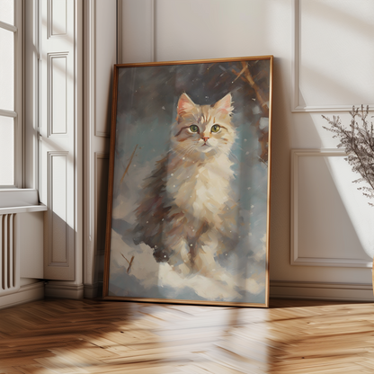 Vinterkatt I Snöfallet - Poster