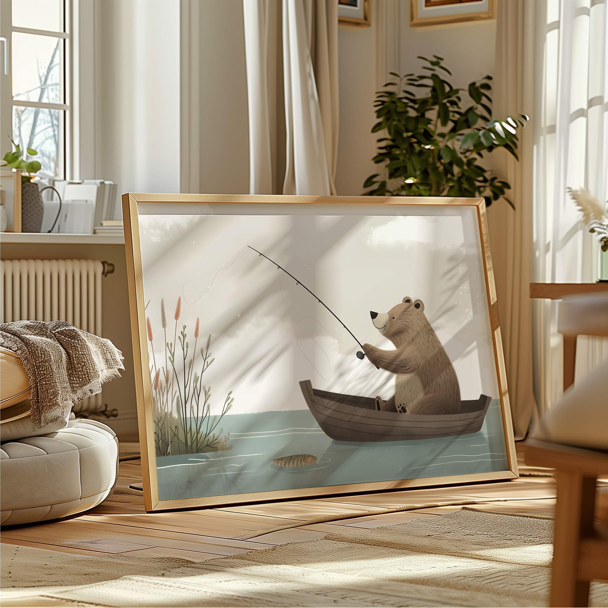 Fishing Teddy Bear - Poster - Arthena