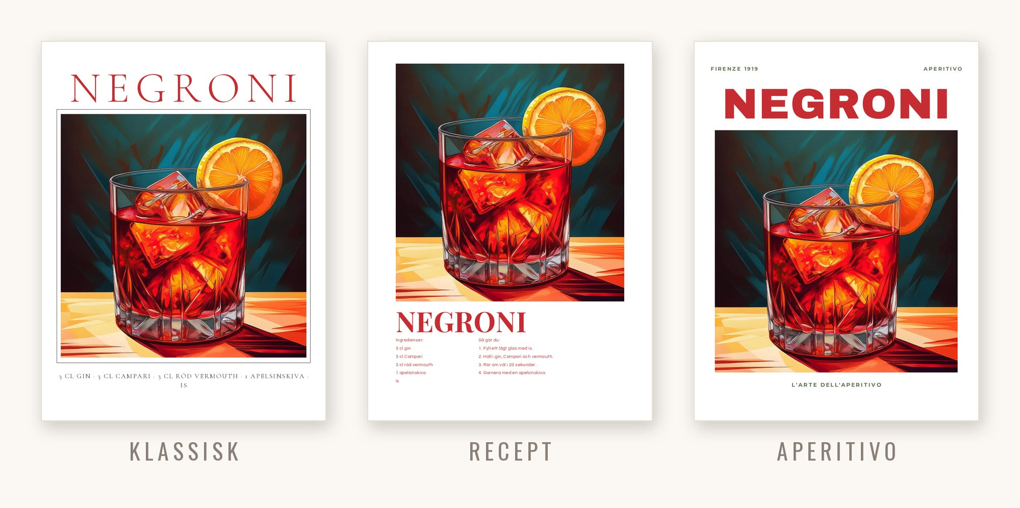 Negroni i tre stilar: Klassisk, Recept och Aperitivo