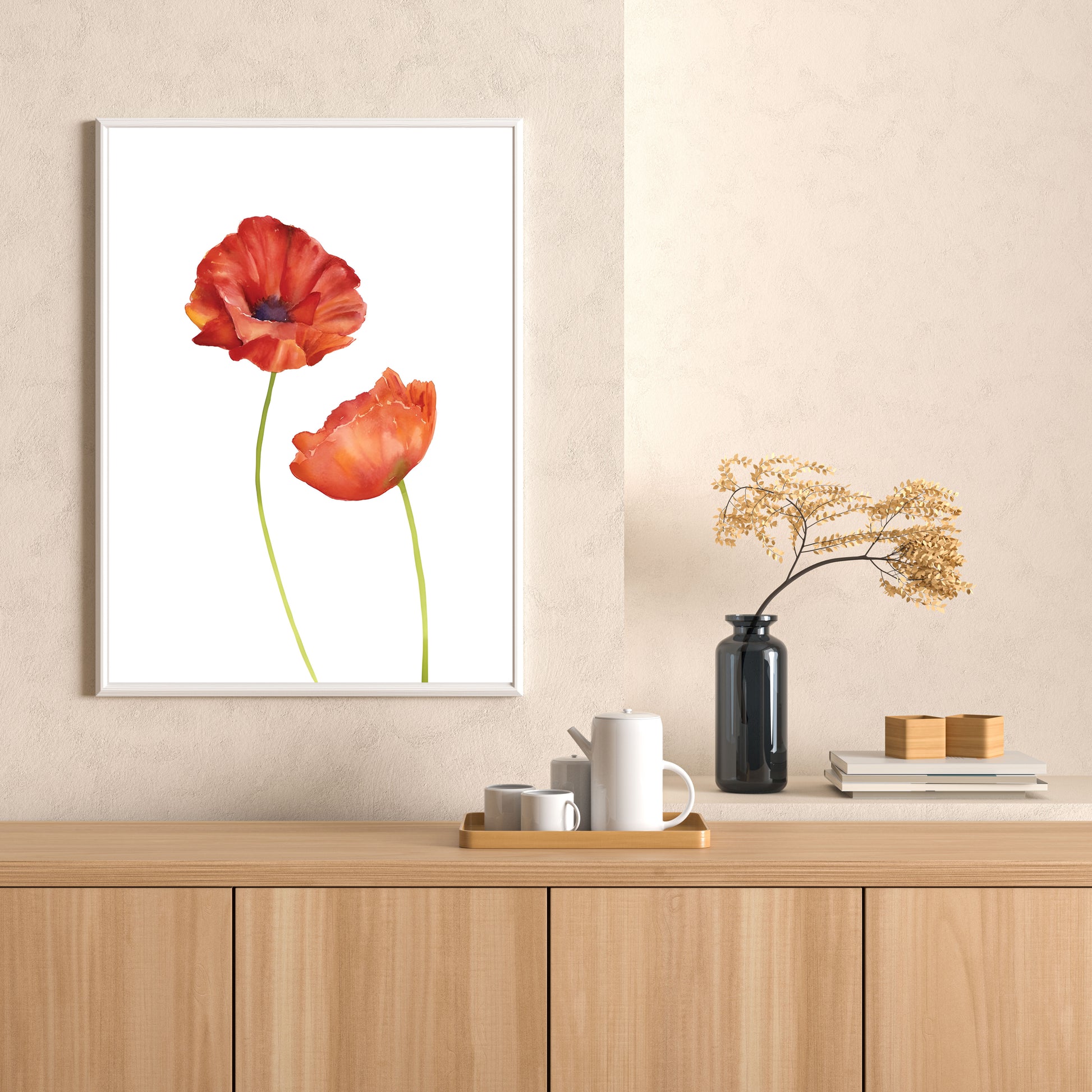 Watercolor Red Poppies - Poster - Arthena