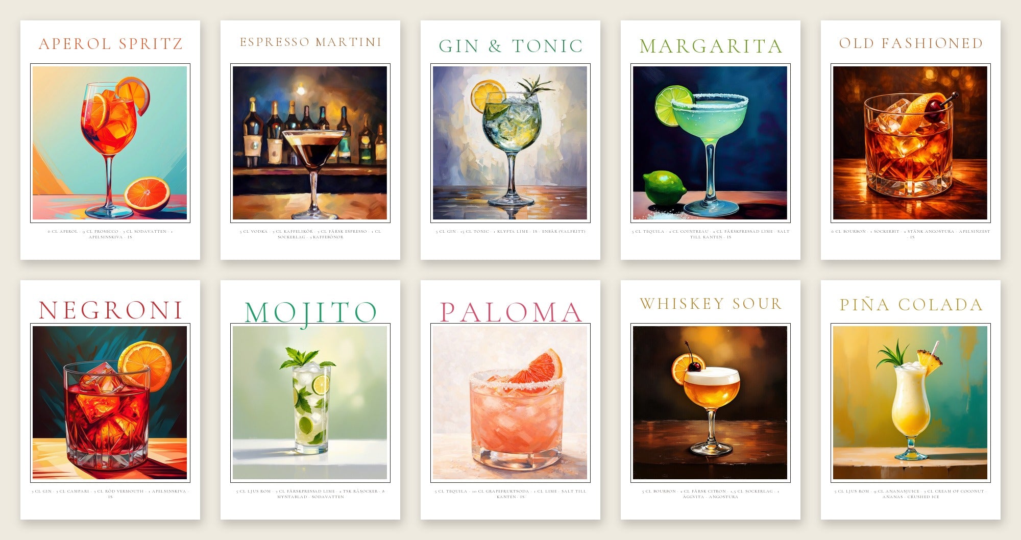 Tio klassiska cocktails att designa som drinktavla