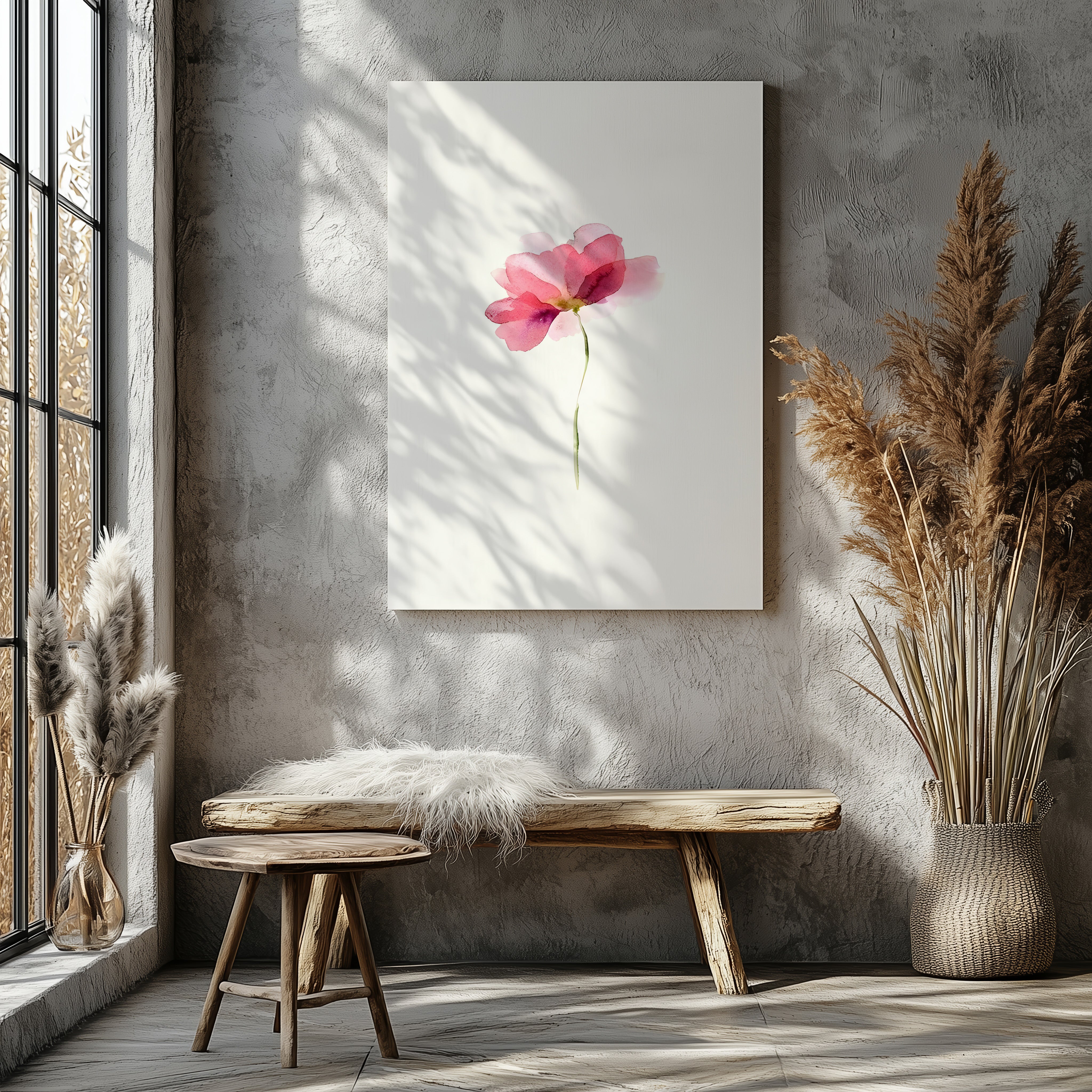 Rosa Aquarell Blume - Leinwand