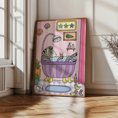 Zebra in the bathtub - Poster